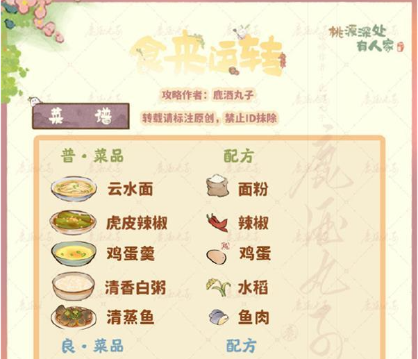 桃源深处有人家食来运转配方最新_桃源深处有人家食来运转