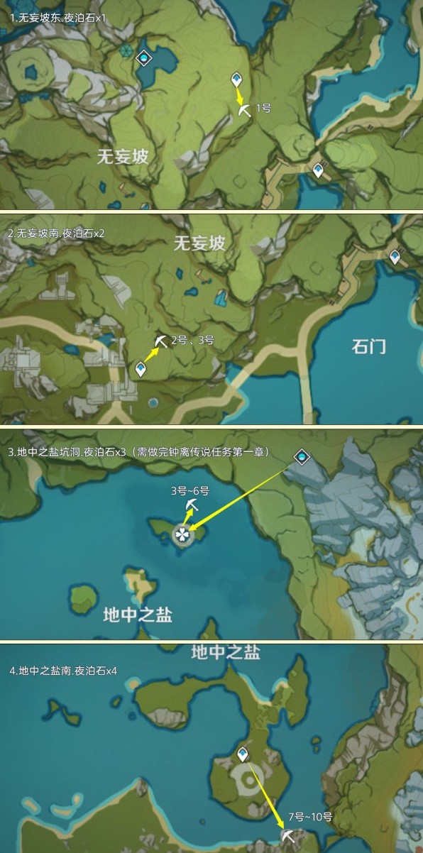 《原神》夜泊石采集路线_夜泊石