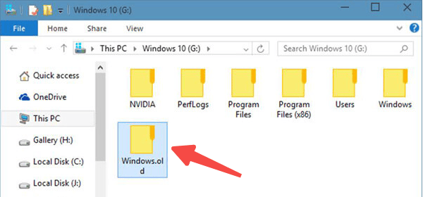 检查Windows.old文件夹