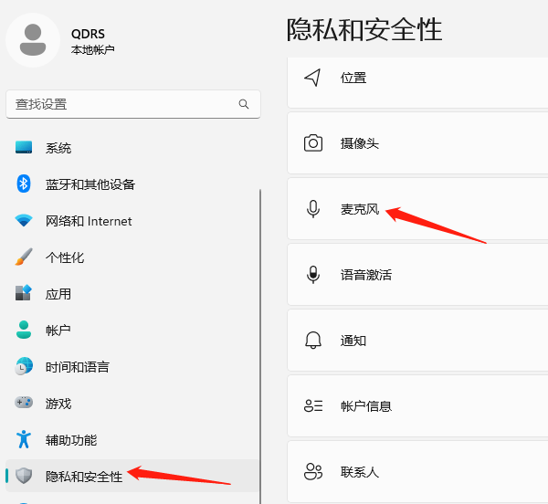 检查麦克风隐私设置 检查麦克风隐私设置