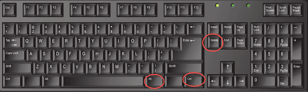 使用 Ctrl + Alt + Delete 键组合