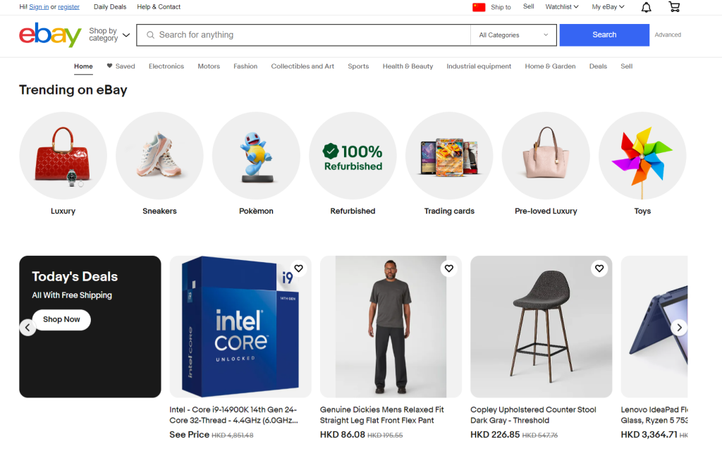 ebay官网截图