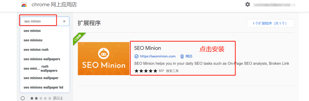 安装SEO Minion