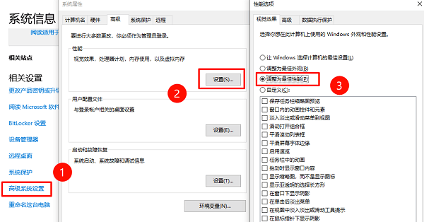 关闭影响流畅度的视觉效果 关闭影响流畅度的视觉效果